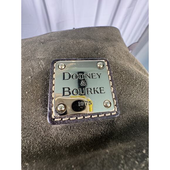 Dooney & Bourke Green Suede Bucket Bag | Vintage Leather Trim Purse - Picture 2 of 8